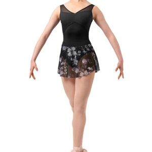 Mirella Black and Gray Floral Leotard